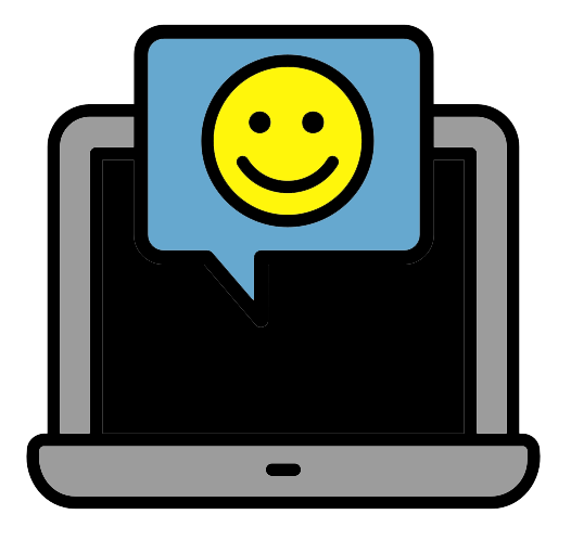 computer with smiley emoji